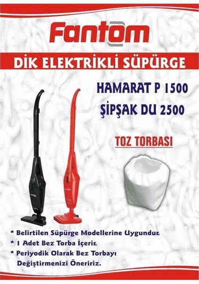 Fantom P1500 Hamarat Elektrikli Süpürge Toz Torbası 3 Adet (513770680)