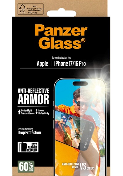 Panzerglass Apple Uyumlu iPhone Anti reflective Armor 17 16 Pro Çerçeve Aparatlı Ekran Koruyucu