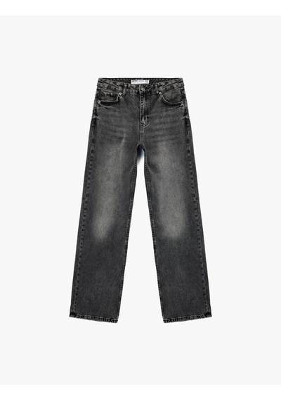 Koton Straight Fit Siyah Kadın Jean Pantolon 7wal40046md