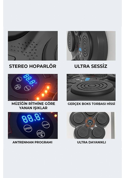 Müzikli Duvar Boks Padi Darbe Sensörlü Antrenman Pedi Led Işıklı Eğlenceli Boks Oyuncağı