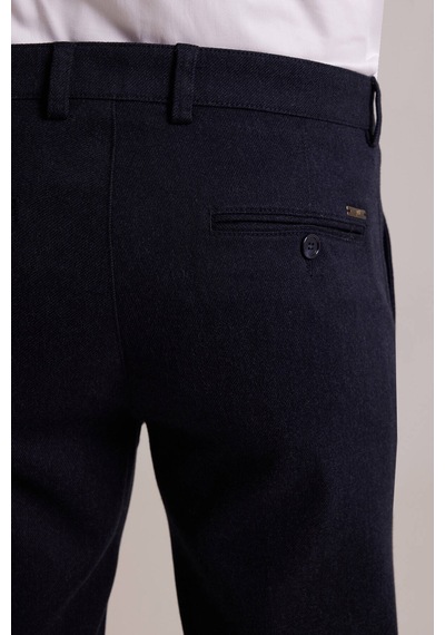 Erkek Lacivert Düz Regular Fit Yan Cep Kanvas Pantolon