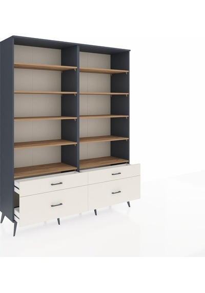 Hyperion Gardrop 10 Raflı 4 Çekmeceli 4 Kapaklı 176x44x221 Antrasit-çam/aytaşı Beyaz Hyperion Gardrop 10 Raflı 4 Çekmeceli 4 Kapaklı 176x44x221 Antrasit-çam/aytaşı Beyaz