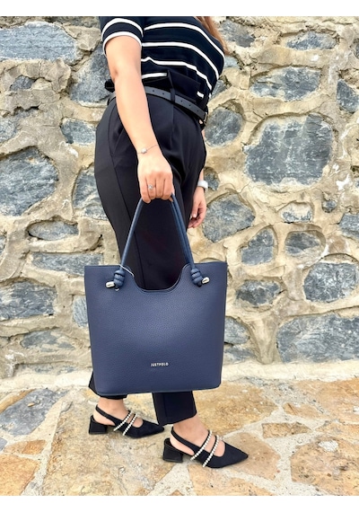 Just Polo Kadın Yeni Sezon Yumuşak Deri Lüks El Çantası Shopper Lacivert