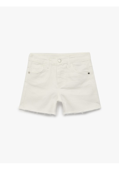 Koton Cepli Pamuklu Kesik Paça Basic Denim Şort Ekru 6skg40128ad