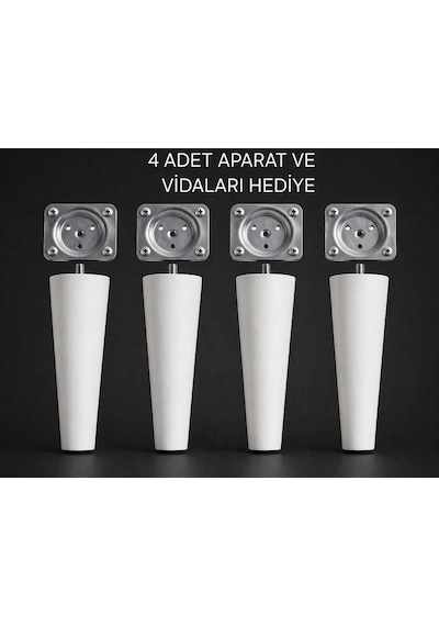 Turkıshrug Kıngdom 4'lü Ahşap Konik Ayak 20 Cmgürgen Koltuk Ayağı Baza Ayağı Tv Ünitesi Ayağı Mobilya Ayağı Koltuk Ayağı Beyaz