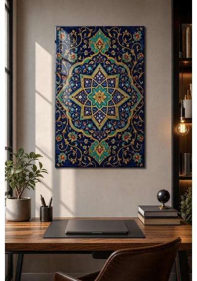 Osmanlı Motifli Baskılı Cam Tablo Uv Baskı Klasik Dekoratif Duvar Tablosu