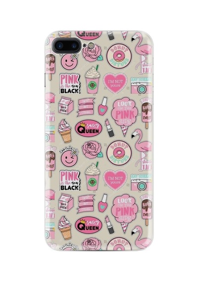Apple Apple iPhone Uyumlu 7 Plus 8 Plus Kılıf Desenli Silikon Güzel Kılıf Donut Flamingo 1415