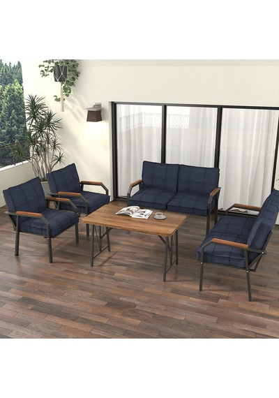 Mygusi Hayal Balkon Bahçe Cafe - Metal Kanepe Koltuk Takımı - 2 2 1 1 - 70x110 Cm Masalı - Lacivert Mygusi Hayal Balkon Bahçe Cafe - Metal Kanepe Koltuk Takımı - 2 2 1 1 - 70x110 Cm Masalı - Lacivert