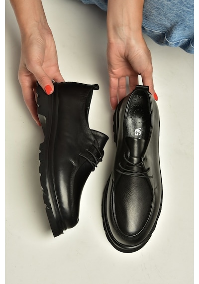Fox Shoes Z555261103 Siyah Hakiki Deri Kadın Ayakkabı