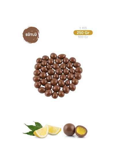 Sütlü Çikolata Kaplı Limon Aromalı Lokum Draje 250 Gr