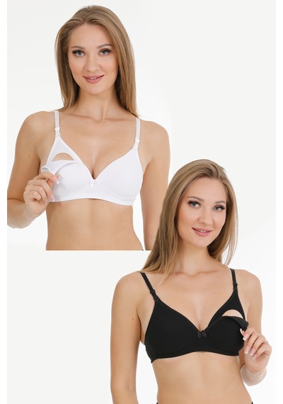 Parlingerie 2li Modal Kaplı Emzirme Sütyeni Siyah-beyaz