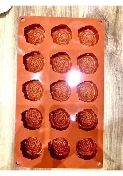 Silikon Mini Gül Desenli Kek Kurabiye Sabun Mum Kalıbı Goldcakes