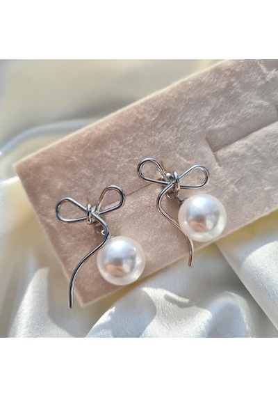 Pearl Ribbon Elegance Küpe Gümüş