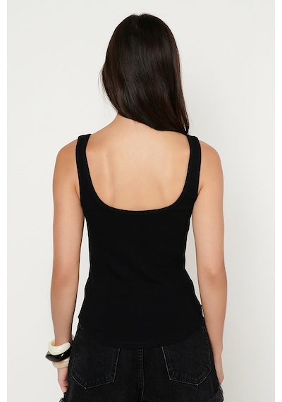AC&Co / Altınyıldız Classics Kadın Sıyah Pamuklu Kaşkorse Yumuşak Dokulu Slim Fit Dar Kesim Bisiklet Yaka Esnek Body Siyah