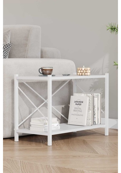 Koltuk Yani Sehpa Beyaz Profil Beyaz Sunta 60x24x44 Cm Mtl023