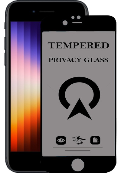 Apple Uyumlu   iPhone SE 3 2022 ile Tam Kaplayan Hayalet Privacy Temperli Cam Ekran Koruycu Siyah