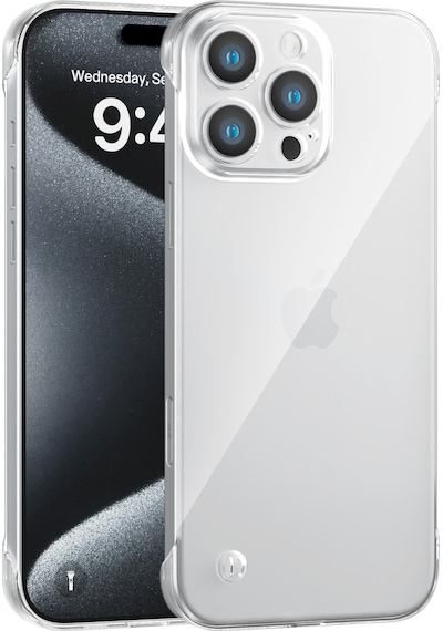 Apple Uyumlu iPhone 15 Pro Max Kamera Korumalı Yanları Açık Sararmaz Sert Mika Şeffaf Kılıf Beyaz