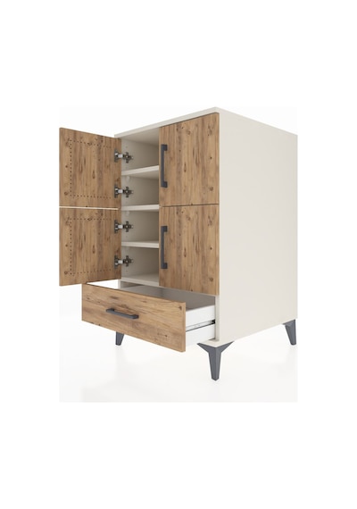 Kronos Komodin 4 Raflı Tek Çekmeceli 4 Kapaklı 60x59x96 Aytaşı-çam Aytası