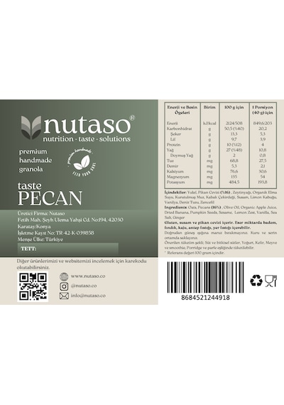 Pecan, Coco, Berry Granola 60 Gr X 3