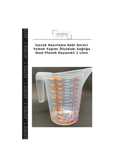 İçecek Hazırlama Hobi Gereci Yemek Yapımı Ölçükabı Sağlığa Dost Plastik Dayanıklı 1 Litre Belirtilmemiş