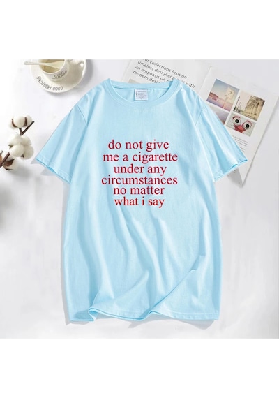 Flood Of Style Ne Dersem Söyleyeyim Bana Bir Sigara Vermeyin Lanetlenmiş Erkek T-shirt Komik Rahat O Boyun Y Mavi