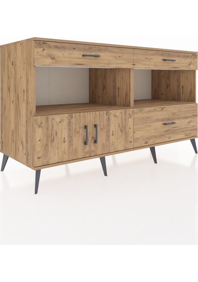 Kronos Konsol 2 Raflı 3 Çekmeceli 2 Kapaklı 176x59x99 Çam-çam Çam-çam