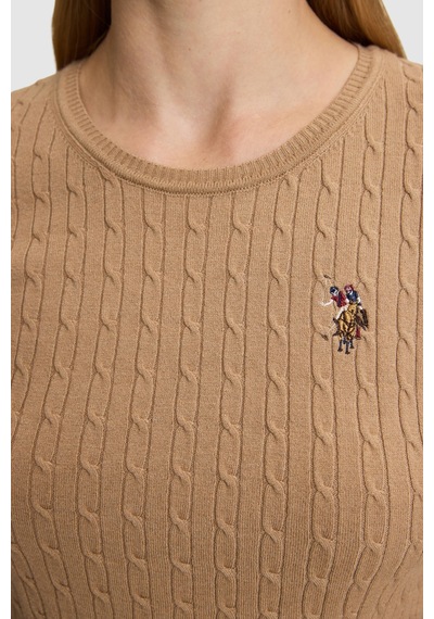 U.S. Polo Assn. Kadın Camel Bisiklet Yaka Basic Kazak 50331602-vr015