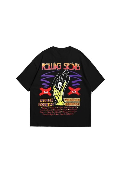 Startmore Voodoo Lounge Baskılı Oversize Unisex Beyaz Siyah