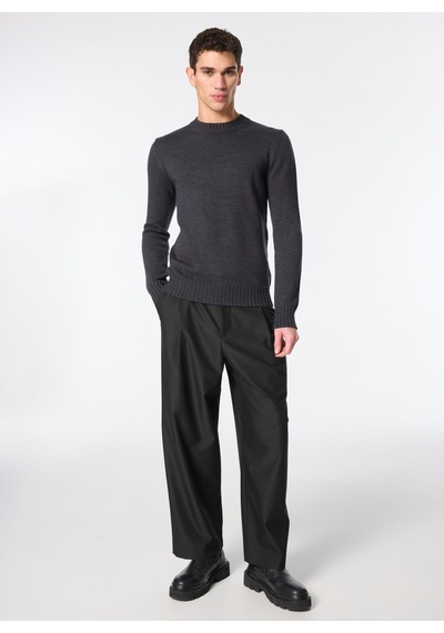 Alpha Studio Antrasit Erkek %100 Yün Slim Fit Kazak Au-7030c Crew Neck