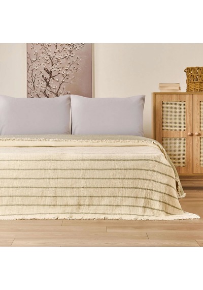 Soft Serena Tek Kişilik Yatak Örtüsü - Ekru / Haki - 170x230 Cm Çok Renkli