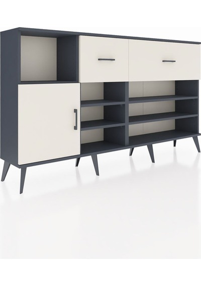 Arges Konsol 6 Raflı 2 Çekmeceli Tek Kapaklı 176x30x99 Antrasit-aytaşı Aytası - Antrasıt Arges Konsol 6 Raflı 2 Çekmeceli Tek Kapaklı 176x30x99 Antrasit-aytaşı Aytası - Antrasıt