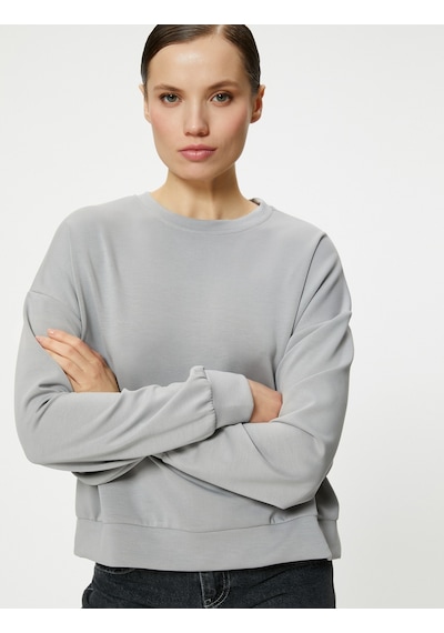 Koton Basic Sweatshirt Bisiklet Yaka Modal Karışımlı Gri 4sak10249ek Gri