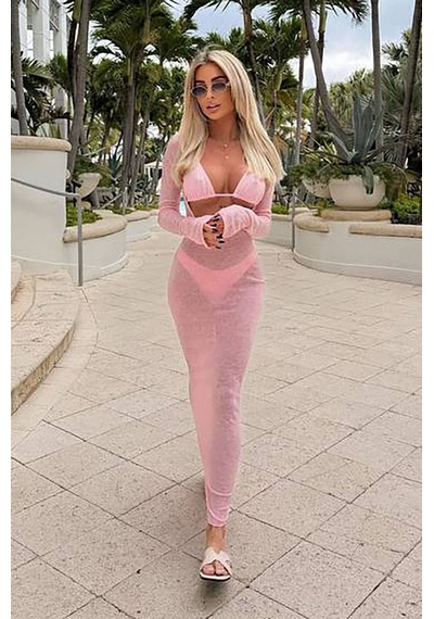 Nadya Üçlü Brazilian Bikini Takım - Pembe