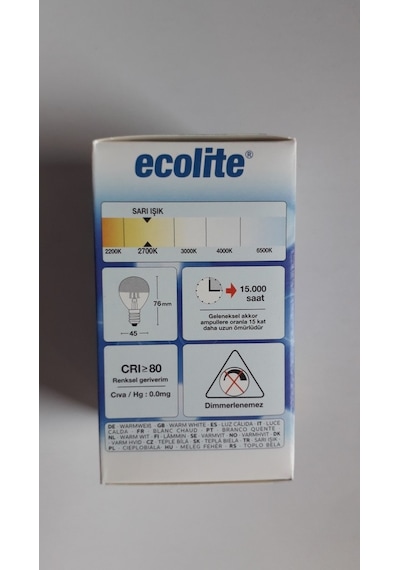 Ecolite Crow Sılver 4W E14 Aynalı Led Top Ampul