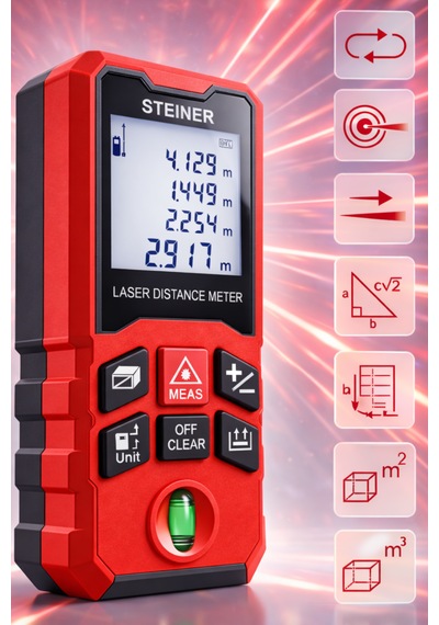 Steiner Profesyonel 50 Metre Lazer Metre Dijital Göstergeli Lazer Mesafe Ölçer Kırmızı