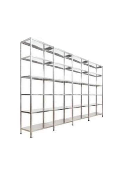 Çelikrafburada 6 Katlı 4 Lü Bitişik Çelik Galvaniz Arşiv Rafı Depo Rafı Kiler Rafı 31x60x200 Dx51 Kalite Gümüş