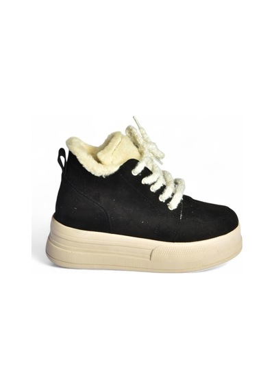 Fox Shoes V367343402 Siyah Süet İçi Tüylü Kalın Tabanlı Kadın Bot Siyah