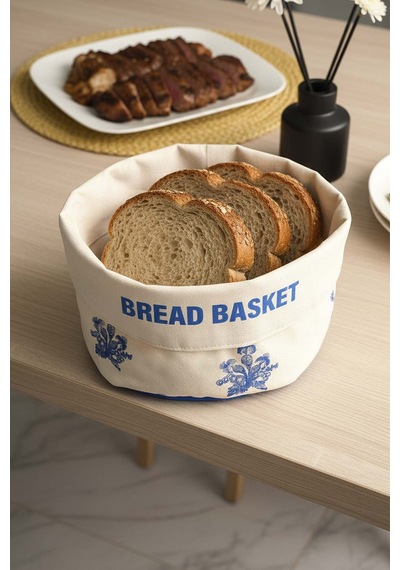 Elysian Blue Keten Ekmek Sepeti Çok Renkli