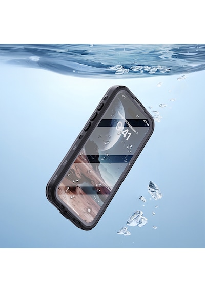 Mobilefix Apple iPhone Uyumlu Uyumlu 16 Kılıf 1-1 Su Geçirmez Kılıf - Siyah