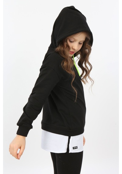 Toontoy Kız Çocuk Do Not Give Up Nakışlı Sweatshirt Siyah