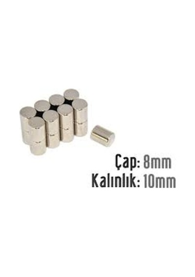 Neodyum Mıknatıs 8x10 Mm 10 Adet