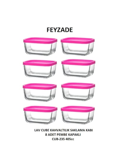 Feyzade Cube Kahvaltılık Saklama Kabı Seti 8 Adet 405cc Cub-235 Karışık