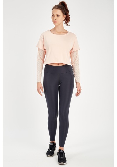 Maraton Active Regular Kadın Bisiklet Yaka Uzun Kol Fitness Mercan Sweatshirt 18557-mercan