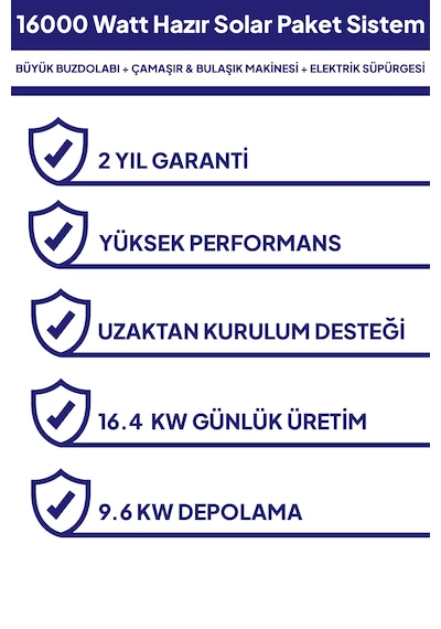 16 Kw 16000 Watt Güneş Enerjisi Hazır Solar Paket Sistem Half Cut Güneş Panelli