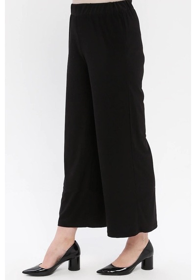 Ladies First Büyük Beden 3645 Siyah Pantolon Krep Bol Paça