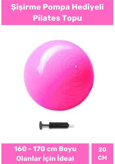 Mini Gymball 20cm Pembe Pilates Topu Denge Egzersiz Şişirme Pompa Hediyeli