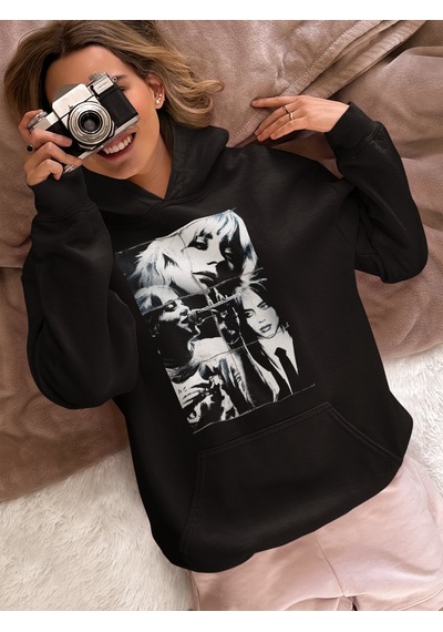 Sevbano Tasarım Vintage Billie Eilish Baskılı Unisex Oversize Şarkıcı Hoo Siyah