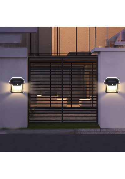 Panther Pt-2992 Solar Led Duvar Lambası - Işık Hareket Sensörlü Güneş Enerjili Bahçe Aydınlaması