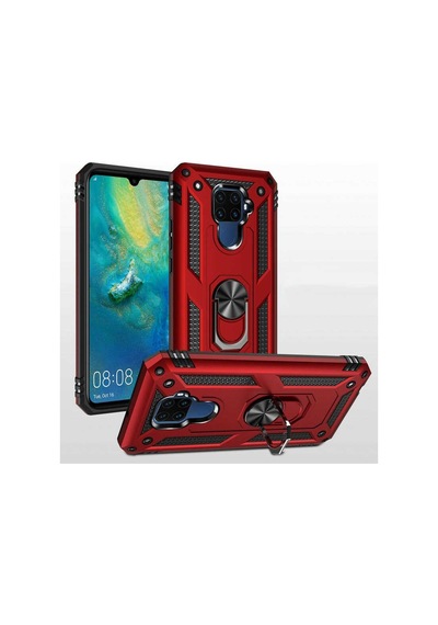 Huawei Mate 30 Lite Kılıf Sert Silikon Yüzüklü Stand Özellikli Kapak