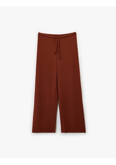 Koton Beli Lastikli Bağlamalı Dokulu Uzun Geniş Paça Pantolon Kiremit 6wak40122ek Çok Renkli Koton Beli Lastikli Bağlamalı Dokulu Uzun Geniş Paça Pantolon Kiremit 6wak40122ek Çok Renkli